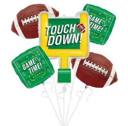 5 PC Touchdown Football Foil Balloon Bouquet