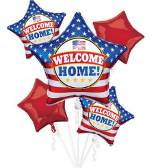 5 PC Patriotic Welcome Home Foil Balloon Bouquet
