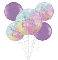 5 PC Luminous Birthday Foil Balloon Bouquet