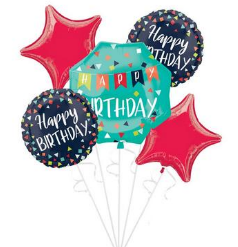 5 PC A Reason to Celebrate Birthday Foil Balloon Bouquet