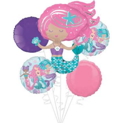 5 PC Shimmering Mermaid Foil Balloon Bouquet