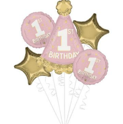 5 PC Little Miss One-derful 1st Birthday Foil Bouquet